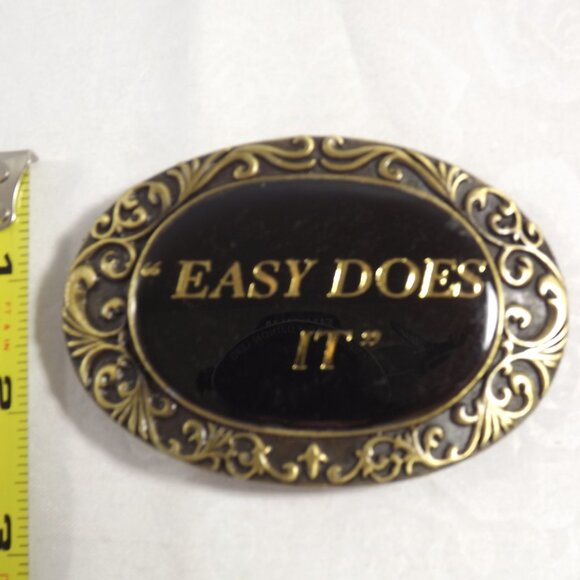 Gold and Black "Easy Does It" Belt Buckle - Picture 10 of 10